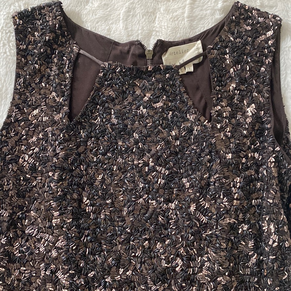 Artelier / Nicole Miller chocolate brown beaded dress